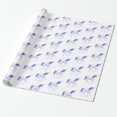 Papier Cadeau Aqua violet blanc licorne (Déroulé)