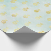 Papier Cadeau Aqua White Gold Tropical Glam Pineapples (Coin)