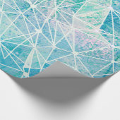 Papier Cadeau aquamarine avec espace géométrique blanc (Coin)