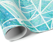 Papier Cadeau aquamarine avec espace géométrique blanc (Coin rond)
