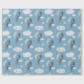 Papier Cadeau Aquarelle à air chaud bleu // (Plat)