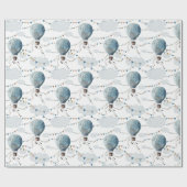 Papier Cadeau Aquarelle à air chaud Bleu blanc // (Plat)