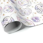 Papier Cadeau Aquarelle à billes disco étoilées (Coin rond)