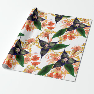 Papier Cadeau Aquarelle à fleurs d'orchidées