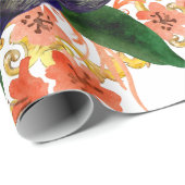 Papier Cadeau Aquarelle à fleurs d'orchidées (Coin rond)