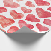 Papier Cadeau Aquarelle à main mignonne Coeurs rouges (Coin)