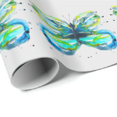 Papier Cadeau Aquarelle à papillon (Coin rond)