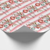 Papier Cadeau Aquarelle à rayures Joyeux Noël (Coin)