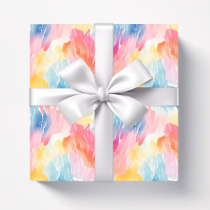 Papier Cadeau Aquarelle Abstraite Arc-en-ciel Pastel