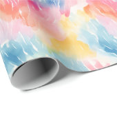 Papier Cadeau Aquarelle Abstraite Arc-en-ciel Pastel (Coin rond)