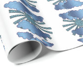 Papier Cadeau Aquarelle Abstraite moderne bleu élégant tendance (Coin rond)