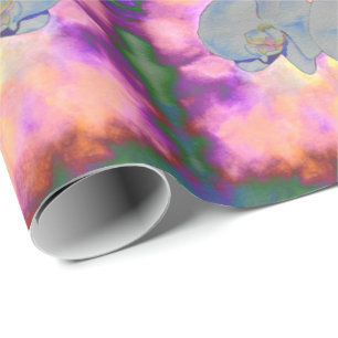 Papier Cadeau Aquarelle Abstraite orchidées tropicales