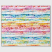 Papier Cadeau Aquarelle Abstraite rayures Anniversaire (Plat)