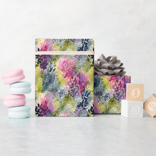 Papier Cadeau Aquarelle abstraite violette et verte