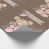 Papier Cadeau Aquarelle adorable Ours en peluche Bienvenue bébé (Coin)