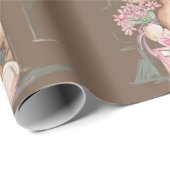 Papier Cadeau Aquarelle adorable Ours en peluche Bienvenue bébé (Coin rond)