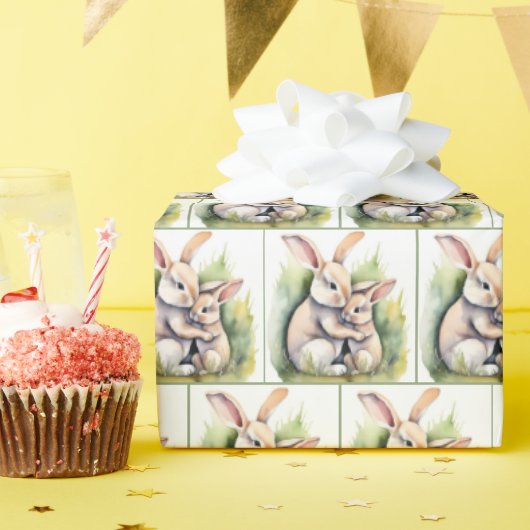 Papier Cadeau Aquarelle Amour lapin de Pâques (Fête d'anniversaire)