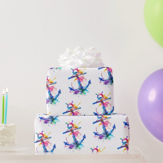 Papier Cadeau Aquarelle Ancre marine (Cadeaux de fête)