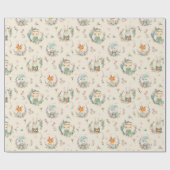 Papier Cadeau Aquarelle Animaux Vintages (Plat)