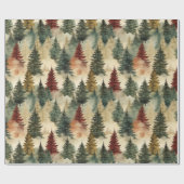 Papier Cadeau Aquarelle Arbre de Noël Arbre de la forêt Pin (Plat)