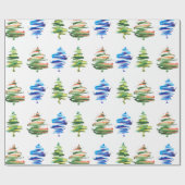 Papier Cadeau Aquarelle Arbre de Noël Colorful Art Abstrait (Plat)