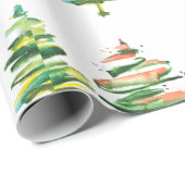 Papier Cadeau Aquarelle Arbre de Noël Colorful Art Abstrait (Coin rond)