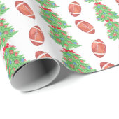 Papier Cadeau Aquarelle Arbres de football de Noël (Coin rond)