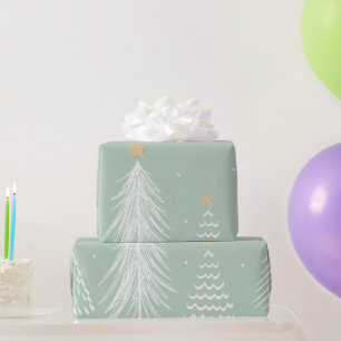 Papier Cadeau Aquarelle Arbres de Noël Art graphique moderne