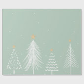 Papier Cadeau Aquarelle Arbres de Noël Art graphique moderne (Plat)