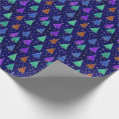 Papier Cadeau Aquarelle Arbres de Noël : Motif forestier. (Coin)