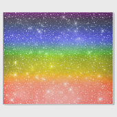 Papier Cadeau Aquarelle Arc-en-ciel Galaxy Étoiles et neige tomb (Plat)