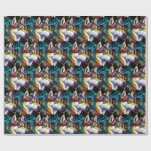 Papier Cadeau Aquarelle arc-en-ciel Sibérienne Husky (Plat)