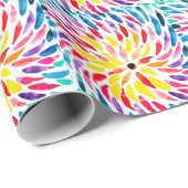 Papier Cadeau Aquarelle arc-en-ciel spirale abstraite (Coin rond)