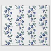 Papier Cadeau Aquarelle Artistique mignonne Bleus Feuilles de fr (Plat)
