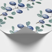 Papier Cadeau Aquarelle Artistique mignonne Bleus Feuilles de fr (Coin)