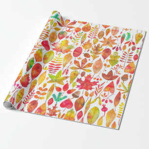 Papier Cadeau Aquarelle automne automne automne feuilles sans co