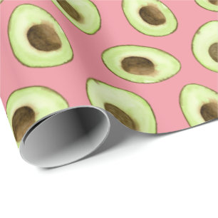 Papier Cadeau Aquarelle Avocado rose