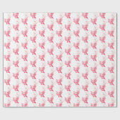 Papier Cadeau Aquarelle axolotl pour bébé rose mou (Plat)