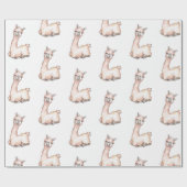 Papier Cadeau Aquarelle Baby shower à thème Llama (Plat)