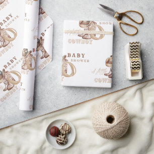 Papier Cadeau Aquarelle Baby shower Cowboy Russe