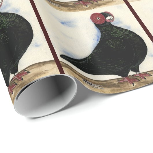 Papier Cadeau Aquarelle Barb Pigeon (Coin rond)