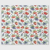 Papier Cadeau Aquarelle Berries Blueberry fraise (Plat)