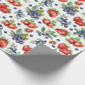Papier Cadeau Aquarelle Berries Blueberry fraise (Coin)