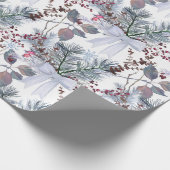 Papier Cadeau Aquarelle Berries de Noël et branches de pins (Coin)