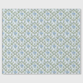 Papier Cadeau Aquarelle bicentenaire Bleu Bow & verdure (Plat)