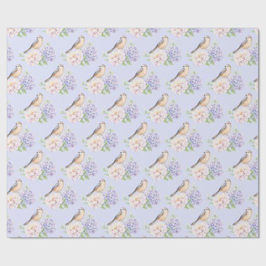 Papier Cadeau Aquarelle Bird sur Hydrangea (Plat)