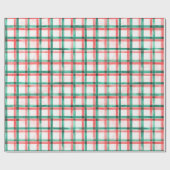 Papier Cadeau Aquarelle Blanc Rouge Vert Vacances Plantées Noël (Plat)