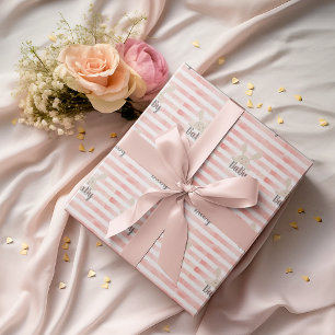 Papier Cadeau Aquarelle blanche rose Bébé lapin