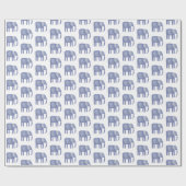 Papier Cadeau Aquarelle bleu éléphant (Plat)
