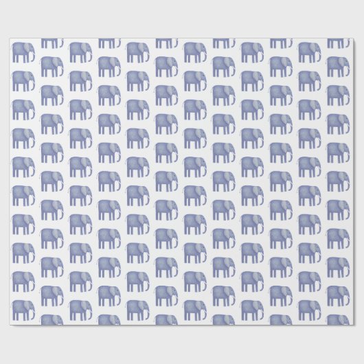 Papier Cadeau Aquarelle bleu éléphant (Plat)